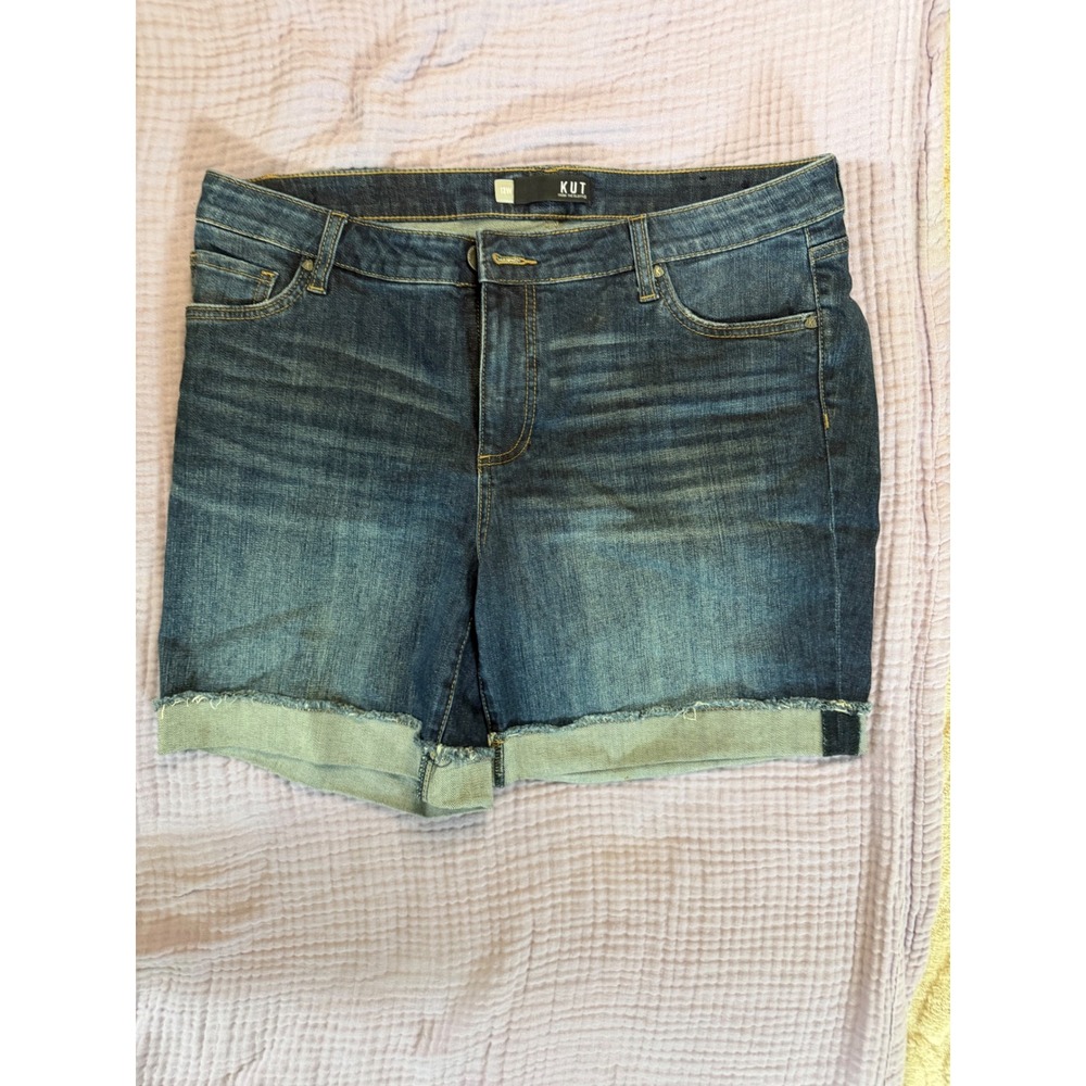 KUT from the Kloth Women Dark Wash Cuffed Denim Shorts Size 12W
